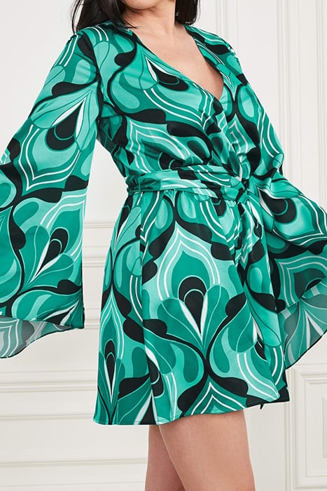 EMAYA ROMPER EMERALD CITY MINI DRESS PRINT 4