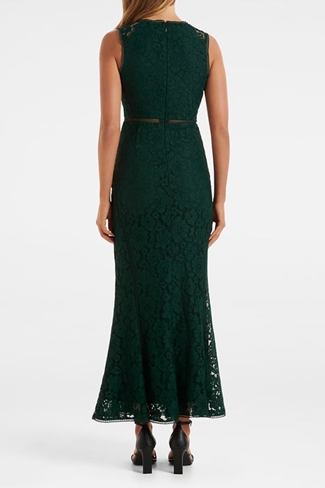 DAPHNE FLUTE HEM GOWN BOTTLE GREEN 2