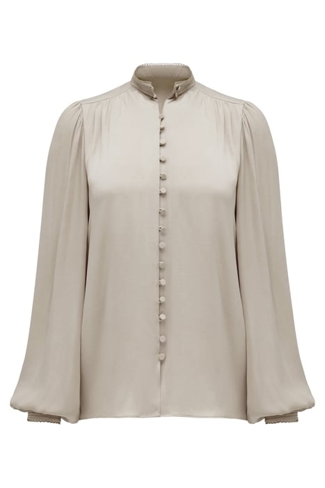 SAVANNAH SATIN BUTTON DETAIL BLOUSE SMOKED ALMOND 6