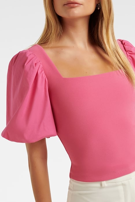 LAINEY CREPE BALLOON SLEEVE TOP RASPBERRY JELLY 5