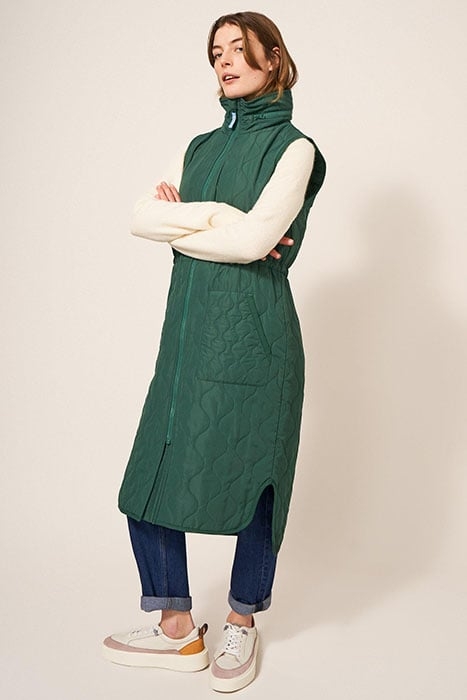 MADDISON QUILTED GILET MID GREEN 1