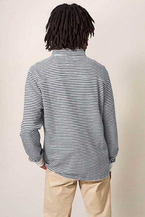GARCIE STRIPE ZIP NECK JUMPER CHAMBRAY BLUE 2