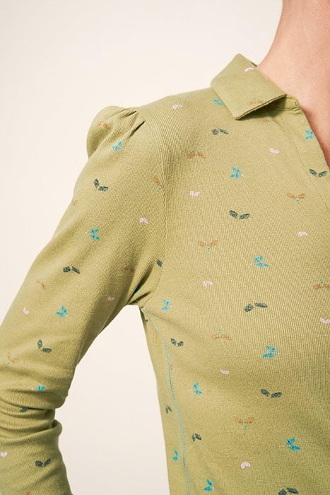 ROSIE RIB JERSEY SHIRT GREEN PRINT 4