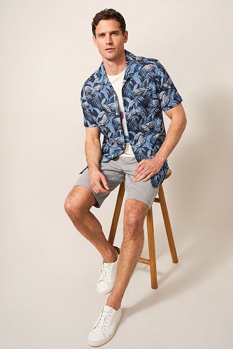 PALM LEAF PRINTED SS SHIRT DARK NAVY 3