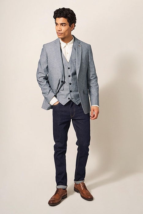 HEATH CHAMBRAY WAISTCOAT CHAMB BLUE 1