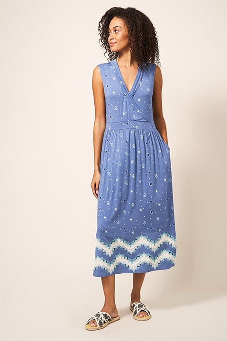 ZOE ECO VERO JERSEY DRESS BLUE MULTI 1
