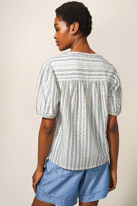 ARIA TEXTURED STRIPE TOP IVORY MULTI 2