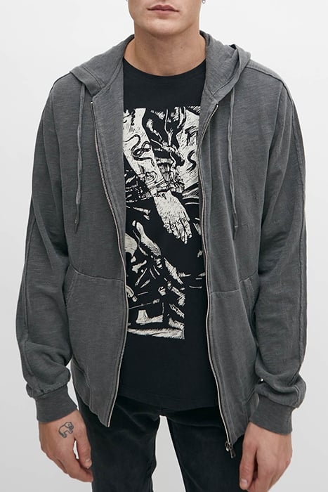 MEN'S STORM SLUB SWEATSHIRT FABRIC HOODED CARDIGAN 1