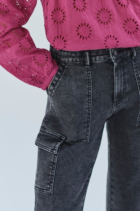 GREY CROPPED COMBAT JEANS WITH FLAP POCKETS 5