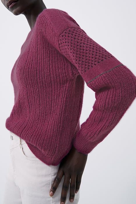 PURPLE KNIT SWEATER WITH STITCH DETAIL AND CHAINS 4