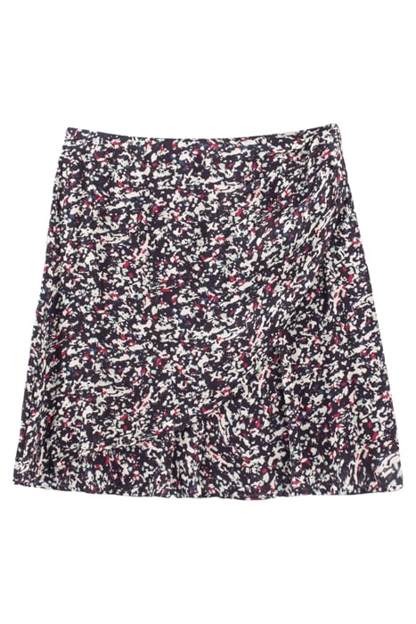 NAVY TACHIST PRINT A-LINE WRAP SKIRT 4