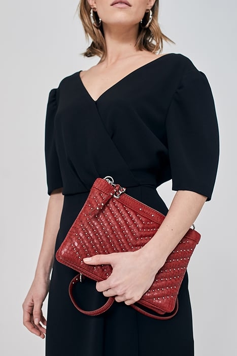 BLACK SHORT DRESS WITH V NECKLINE FRONT AND BACK 4