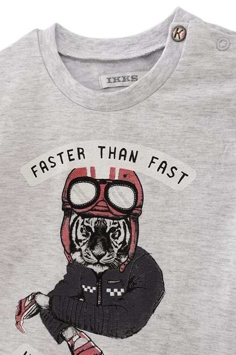BABY BOYS’ GREY BIKER-TIGER IMAGE ORGANIC T-SHIRT 3