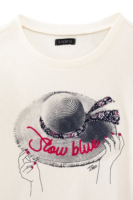 GIRLS’ ECRU EMBROIDERED ORGANIC COTTON WIDE-BRIMMED HAT 3