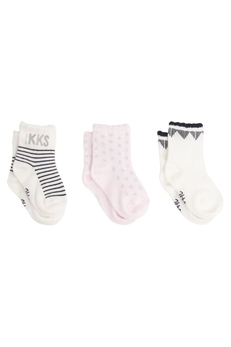 BABY GIRLS’ PINK, WHITE AND NAVY SOCKS 1