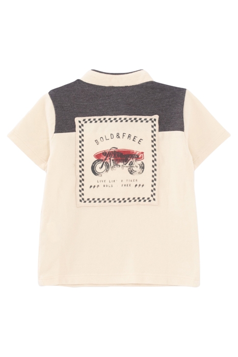BABY BOYS’ BEIGE ORGANIC COTTON POLO SHIRT, XL BACK PATCH 2