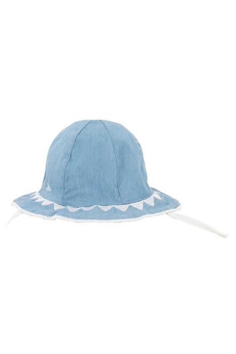 BABY GIRLS' BLUE AND WHITE EMBROIDERED REVERSIBLE HAT 2