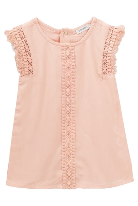 GIRLS’ PEACH DRESS WITH LACE BRAID 2