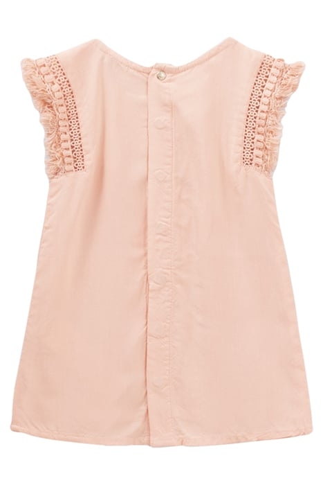 GIRLS’ PEACH DRESS WITH LACE BRAID 1