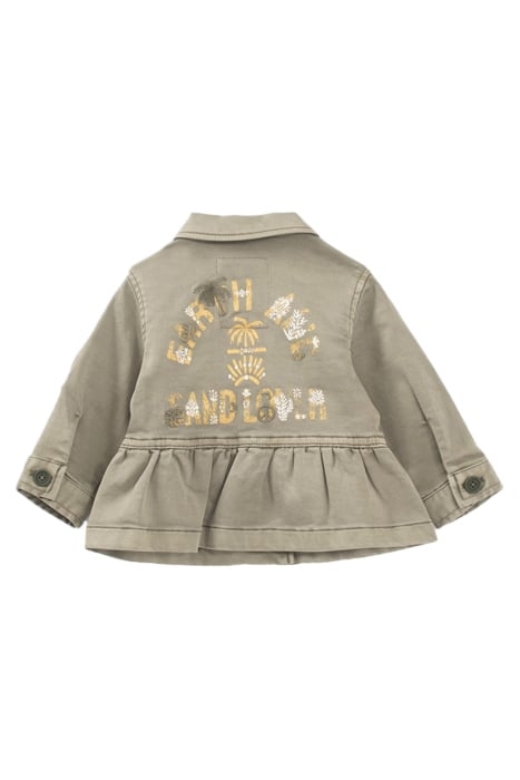 BABY GIRLS' KHAKI SAFARI JACKET WITH GOLD SLOGAN ON BACK 2