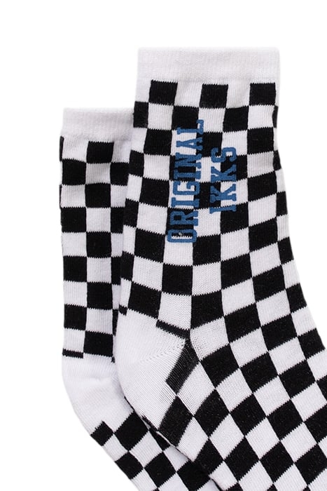 BLACK CHECKERBOARD/WHITE STRIPED SOCKS 5