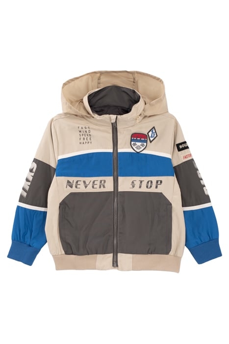 BOYS’ BEIGE, BLUE AND GREY PATCHED JACKET 1