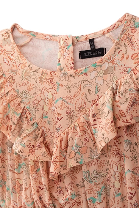 GIRLS’ PEACH FLORAL PRINT LENZING™ ECOVERO™ VISCOSE DRESS 3