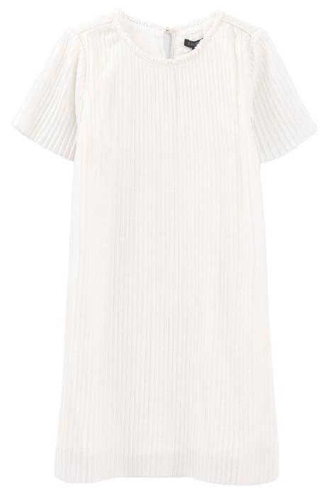GIRLS’ WHITE GLITTERY PLEATED DRESS WITH GOLD WAISTBAND 1