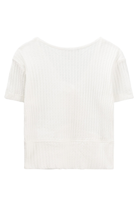 GIRLS’ ECRU RIBBED CROPPED T-SHIRT WITH BOW 2