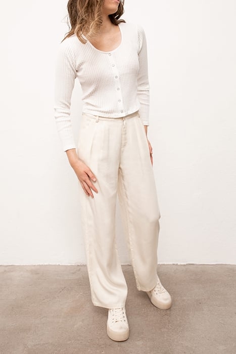 GIRLS' ECRU LENZING™ LYOCELL™ WIDE TROUSERS 1