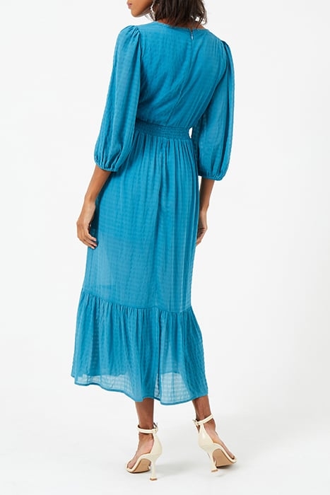 CORA TIERED MIDI DRESS MOSAIC BLUE 2