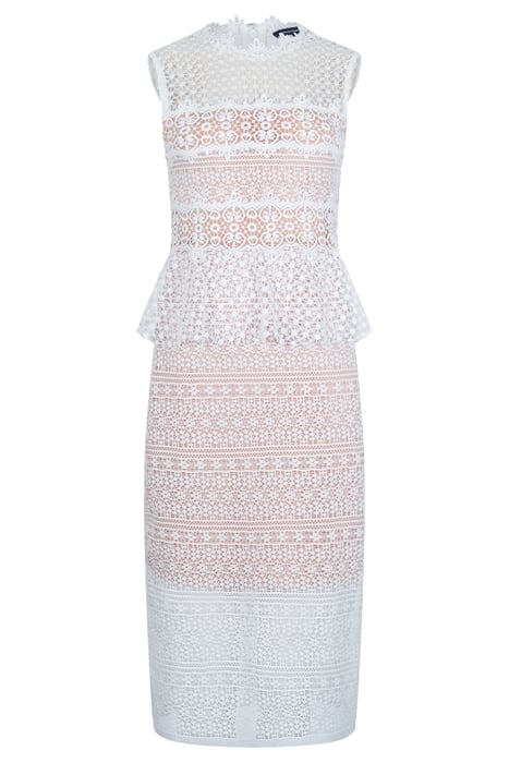 RAMONA LACE JERSEY BODYCON DRESS LINEN WHITE 3