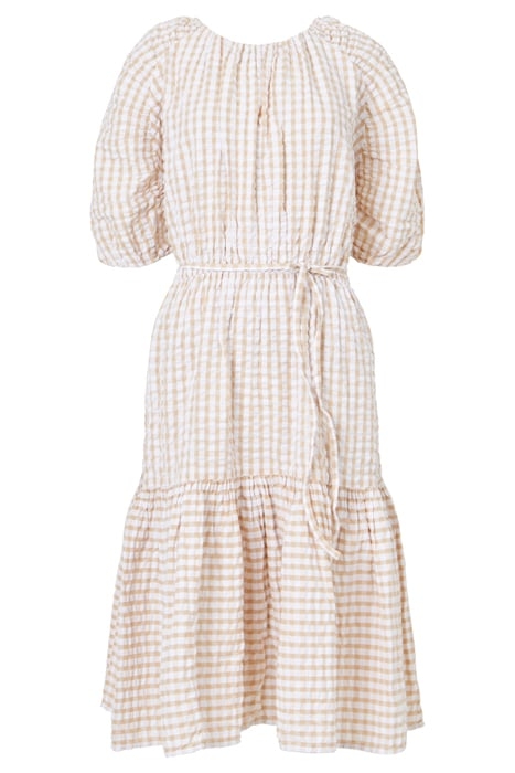 FILIPPA POPLIN GINGHAM PUFF SLEEVE DRESS INCENSE 3