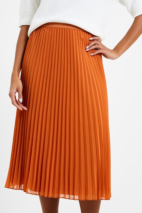 PLEATED SOLID MIDI SKIRT HONEY BRONZE 1