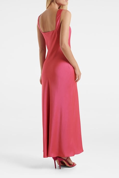 WINNIE SQUARE NECK RUCHED MIDI RASPBERRY JELLY 2
