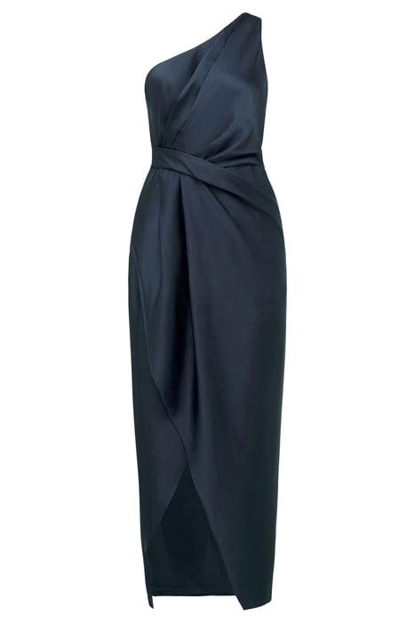 MELISSA ONE SHOULDER SATIN DRESS NAVY 3