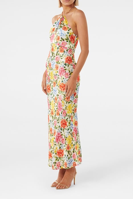 ESPERANCE SATIN HALTER MIDI BRIGHT HARDWICK FLORAL 4