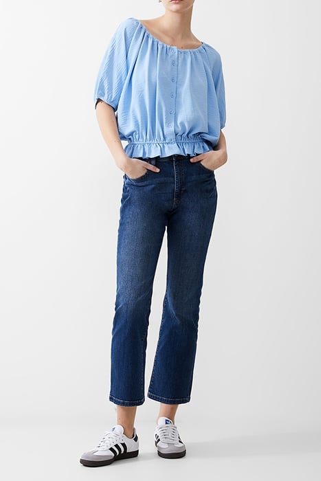 BUTTON CRINKLE PEASANT TOP PLACID BLUE 2