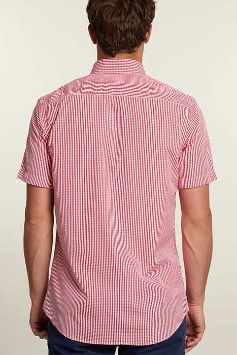 CUSTOM FIT CHECKED SHIRT WITH POCKET RED 2