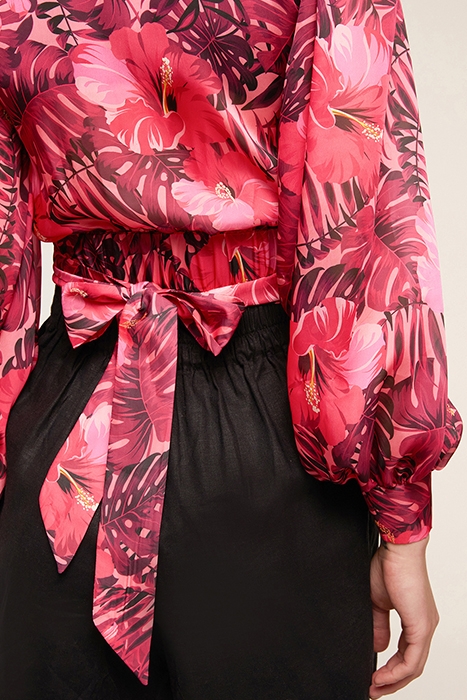 FLORAL PATTERNED SHORT BLOUSE FUCSIA 6