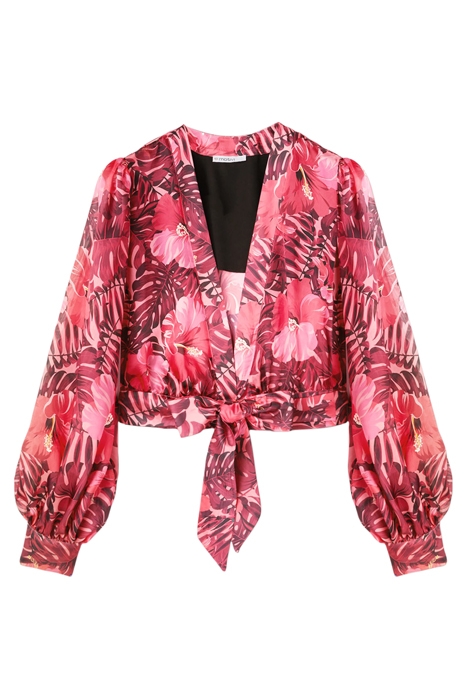 FLORAL PATTERNED SHORT BLOUSE FUCSIA 4