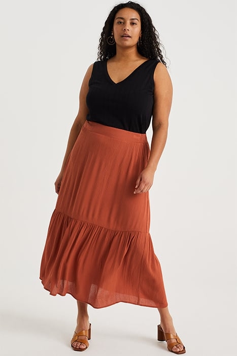 SKIRT MEDIUM LENGTH RUST BROWN 3