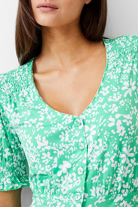 FLORALE BUTTON-THRU DRESS MIDI POISE GREEN/WHITE 4
