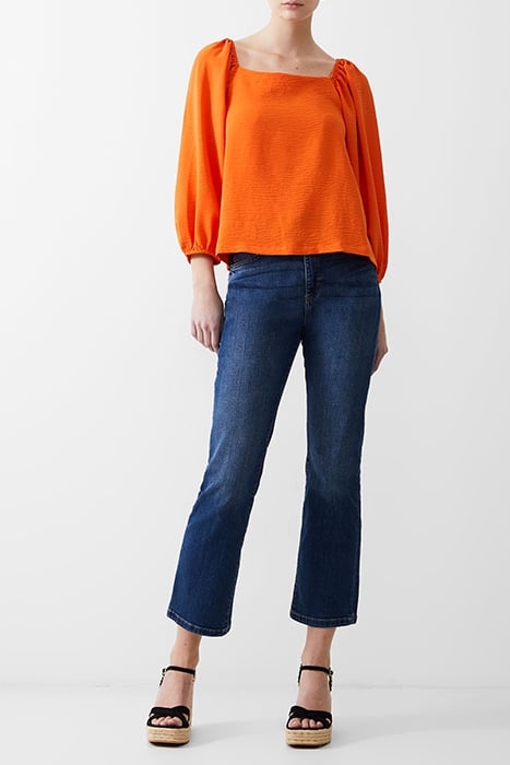 BALLOON SLV SQ NK CRINKLE TOP MANDARIN 2