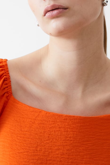 BALLOON SLV SQ NK CRINKLE TOP MANDARIN 4