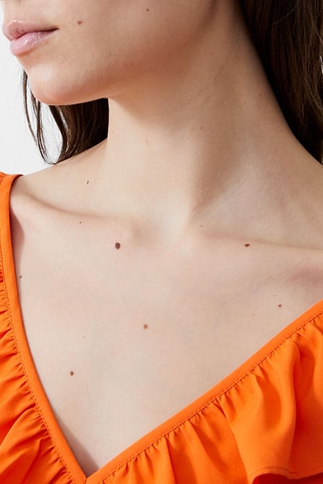 FRILL S/LESS CREPE LIGHT TOP MANDARIN 4