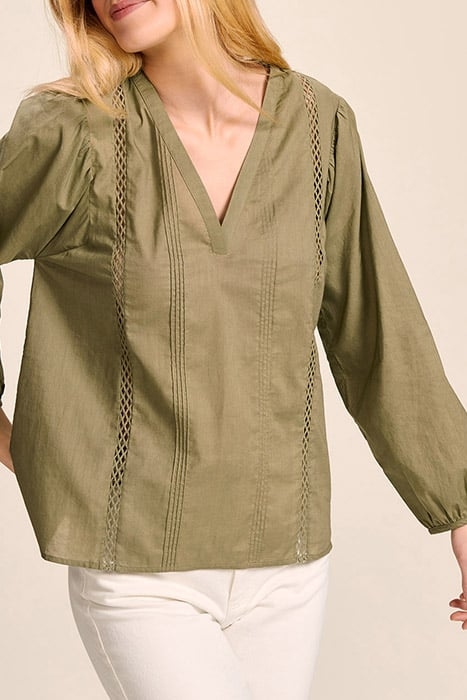 COLL - KHAKI BLOUSE WITH SEWN-IN PLEATS AND EMBROIDERY 5