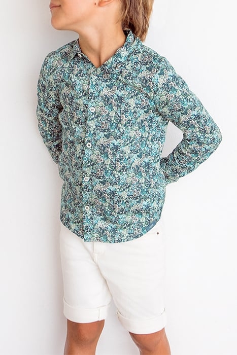 BOYS’ TURQUOISE FLOWERY LIBERTY FABRIC SHIRT 1