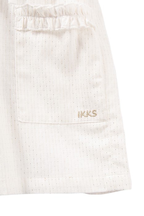GIRL'S WHITE JACQUARD SHORTS WITH GOLD STRIPES 6