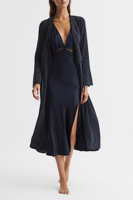 ILLARIA-SILK ROBE NAVY 1